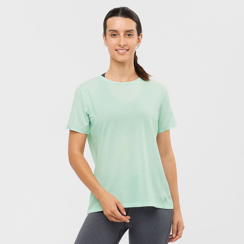 Camisetas Salomon Mujer Azules - Salomon Argentina ESSENTIAL TENCEL,120869-URF